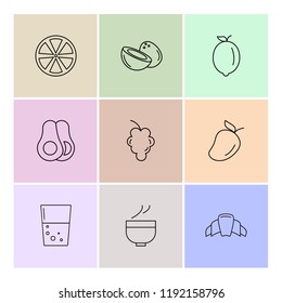 Set of 9 icons, for web, internet, mobile apps, interface design: business, finance, shopping, communication, fitness, computer, media, transportation, travel, easter, christmas, summer, device