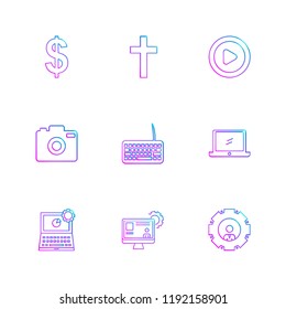 Set of 9 icons, for web, internet, mobile apps, interface design: business, finance, shopping, communication, fitness, computer, media, transportation, travel, easter, christmas, summer, device