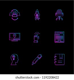 Set of 9 icons, for web, internet, mobile apps, interface design: business, finance, shopping, communication, fitness, computer, media, transportation, travel, easter, christmas, summer, device