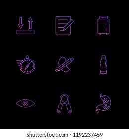 Set of 9 icons, for web, internet, mobile apps, interface design: business, finance, shopping, communication, fitness, computer, media, transportation, travel, easter, christmas, summer, device