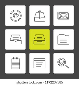 Set of 9 icons, for web, internet, mobile apps, interface design: business, finance, shopping, communication, fitness, computer, media, transportation, travel, easter, christmas, summer, device