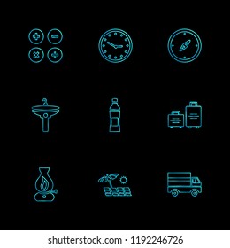 Set of 9 icons, for web, internet, mobile apps, interface design: business, finance, shopping, communication, fitness, computer, media, transportation, travel, easter, christmas, summer, device