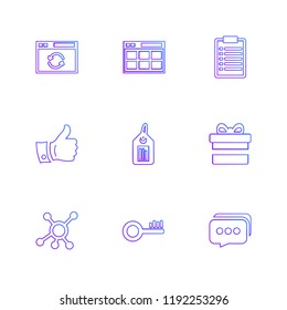 Set of 9 icons, for web, internet, mobile apps, interface design: business, finance, shopping, communication, fitness, computer, media, transportation, travel, easter, christmas, summer, device
