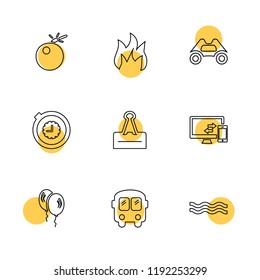 Set of 9 icons, for web, internet, mobile apps, interface design: business, finance, shopping, communication, fitness, computer, media, transportation, travel, easter, christmas, summer, device