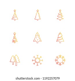 Set of 9 icons, for web, internet, mobile apps, interface design: business, finance, shopping, communication, fitness, computer, media, transportation, travel, easter, christmas, summer, device