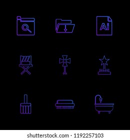 Set of 9 icons, for web, internet, mobile apps, interface design: business, finance, shopping, communication, fitness, computer, media, transportation, travel, easter, christmas, summer, device