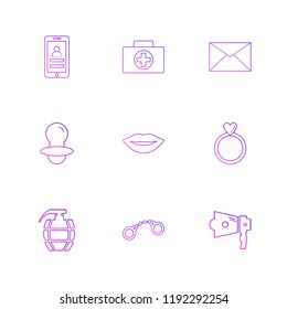 Set of 9 icons, for web, internet, mobile apps, interface design: business, finance, shopping, communication, fitness, computer, media, transportation, travel, easter, christmas, summer, device
