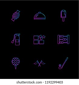 Set of 9 icons, for web, internet, mobile apps, interface design: business, finance, shopping, communication, fitness, computer, media, transportation, travel, easter, christmas, summer, device