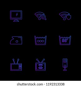 Set of 9 icons, for web, internet, mobile apps, interface design: business, finance, shopping, communication, fitness, computer, media, transportation, travel, easter, christmas, summer, device