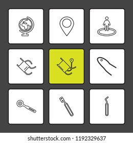 Set of 9 icons, for web, internet, mobile apps, interface design: business, finance, shopping, communication, fitness, computer, media, transportation, travel, easter, christmas, summer, device