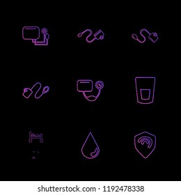 Set of 9 icons, for web, internet, mobile apps, interface design: business, finance, shopping, communication, fitness, computer, media, transportation, travel, easter, christmas, summer, device