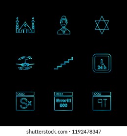 Set of 9 icons, for web, internet, mobile apps, interface design: business, finance, shopping, communication, fitness, computer, media, transportation, travel, easter, christmas, summer, device