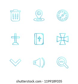 Set of 9 icons, for web, internet, mobile apps, interface design: business, finance, shopping, communication, fitness, computer, media, transportation, travel, easter, christmas, summer, device