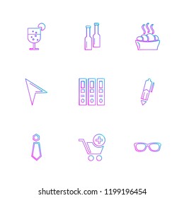 Set of 9 icons, for web, internet, mobile apps, interface design: business, finance, shopping, communication, fitness, computer, media, transportation, travel, easter, christmas, summer, device