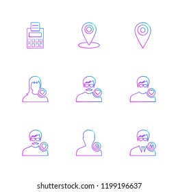 Set of 9 icons, for web, internet, mobile apps, interface design: business, finance, shopping, communication, fitness, computer, media, transportation, travel, easter, christmas, summer, device
