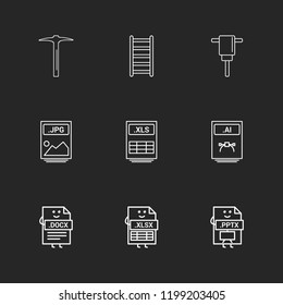 Set of 9 icons, for web, internet, mobile apps, interface design: business, finance, shopping, communication, fitness, computer, media, transportation, travel, easter, christmas, summer, device