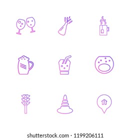 Set of 9 icons, for web, internet, mobile apps, interface design: business, finance, shopping, communication, fitness, computer, media, transportation, travel, easter, christmas, summer, device