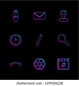 Set of 9 icons, for web, internet, mobile apps, interface design: business, finance, shopping, communication, fitness, computer, media, transportation, travel, easter, christmas, summer, device