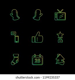 Set of 9 icons, for web, internet, mobile apps, interface design: business, finance, shopping, communication, fitness, computer, media, transportation, travel, easter, christmas, summer, device