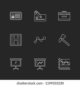 Set of 9 icons, for web, internet, mobile apps, interface design: business, finance, shopping, communication, fitness, computer, media, transportation, travel, easter, christmas, summer, device
