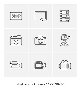 Set of 9 icons, for web, internet, mobile apps, interface design: business, finance, shopping, communication, fitness, computer, media, transportation, travel, easter, christmas, summer, device
