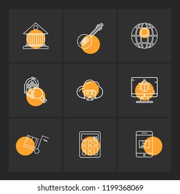 Set of 9 icons, for web, internet, mobile apps, interface design: business, finance, shopping, communication, fitness, computer, media, transportation, travel, easter, christmas, summer, device