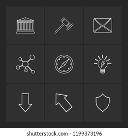 Set of 9 icons, for web, internet, mobile apps, interface design: business, finance, shopping, communication, fitness, computer, media, transportation, travel, easter, christmas, summer, device