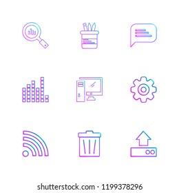 Set of 9 icons, for web, internet, mobile apps, interface design: business, finance, shopping, communication, fitness, computer, media, transportation, travel, easter, christmas, summer, device