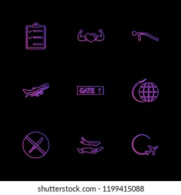 Set of 9 icons, for web, internet, mobile apps, interface design: business, finance, shopping, communication, fitness, computer, media, transportation, travel, easter, christmas, summer, device