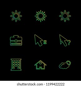 Set of 9 icons, for web, internet, mobile apps, interface design: business, finance, shopping, communication, fitness, computer, media, transportation, travel, easter, christmas, summer, device