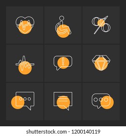 Set of 9 icons, for web, internet, mobile apps, interface design: business, finance, shopping, communication, fitness, computer, media, transportation, travel, easter, christmas, summer, device