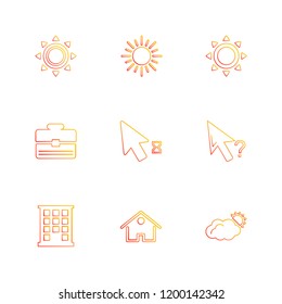 Set of 9 icons, for web, internet, mobile apps, interface design: business, finance, shopping, communication, fitness, computer, media, transportation, travel, easter, christmas, summer, device