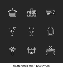 Set of 9 icons, for web, internet, mobile apps, interface design: business, finance, shopping, communication, fitness, computer, media, transportation, travel, easter, christmas, summer, device