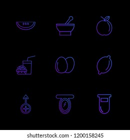 Set of 9 icons, for web, internet, mobile apps, interface design: business, finance, shopping, communication, fitness, computer, media, transportation, travel, easter, christmas, summer, device