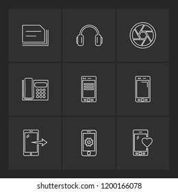Set of 9 icons, for web, internet, mobile apps, interface design: business, finance, shopping, communication, fitness, computer, media, transportation, travel, easter, christmas, summer, device