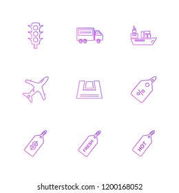 Set of 9 icons, for web, internet, mobile apps, interface design: business, finance, shopping, communication, fitness, computer, media, transportation, travel, easter, christmas, summer, device
