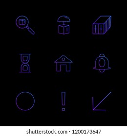 Set of 9 icons, for web, internet, mobile apps, interface design: business, finance, shopping, communication, fitness, computer, media, transportation, travel, easter, christmas, summer, device