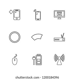 Set of 9 icons, for web, internet, mobile apps, interface design: business, finance, shopping, communication, fitness, computer, media, transportation, travel, easter, christmas, summer, device