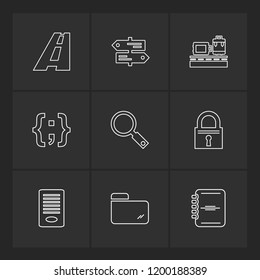 Set of 9 icons, for web, internet, mobile apps, interface design: business, finance, shopping, communication, fitness, computer, media, transportation, travel, easter, christmas, summer, device