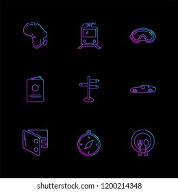 Set of 9 icons, for web, internet, mobile apps, interface design: business, finance, shopping, communication, fitness, computer, media, transportation, travel, easter, christmas, summer, device