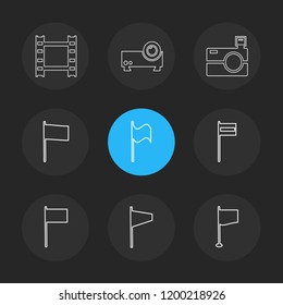 Set of 9 icons, for web, internet, mobile apps, interface design: business, finance, shopping, communication, fitness, computer, media, transportation, travel, easter, christmas, summer, device