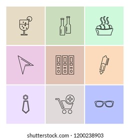 Set of 9 icons, for web, internet, mobile apps, interface design: business, finance, shopping, communication, fitness, computer, media, transportation, travel, easter, christmas, summer, device