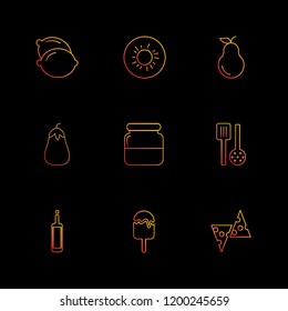 Set of 9 icons, for web, internet, mobile apps, interface design: business, finance, shopping, communication, fitness, computer, media, transportation, travel, easter, christmas, summer, device