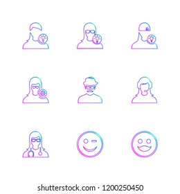 Set of 9 icons, for web, internet, mobile apps, interface design: business, finance, shopping, communication, fitness, computer, media, transportation, travel, easter, christmas, summer, device