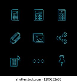 Set of 9 icons, for web, internet, mobile apps, interface design: business, finance, shopping, communication, fitness, computer, media, transportation, travel, easter, christmas, summer, device