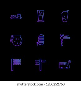 Set of 9 icons, for web, internet, mobile apps, interface design: business, finance, shopping, communication, fitness, computer, media, transportation, travel, easter, christmas, summer, device