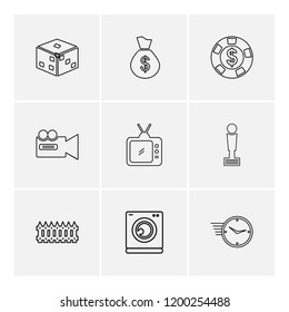 Set of 9 icons, for web, internet, mobile apps, interface design: business, finance, shopping, communication, fitness, computer, media, transportation, travel, easter, christmas, summer, device
