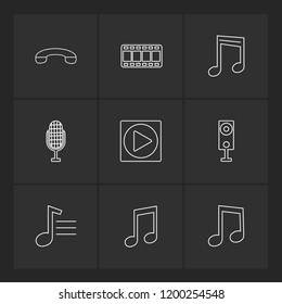 Set of 9 icons, for web, internet, mobile apps, interface design: business, finance, shopping, communication, fitness, computer, media, transportation, travel, easter, christmas, summer, device
