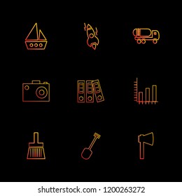 Set of 9 icons, for web, internet, mobile apps, interface design: business, finance, shopping, communication, fitness, computer, media, transportation, travel, easter, christmas, summer, device