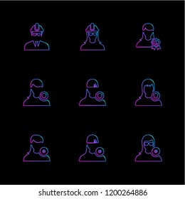 Set of 9 icons, for web, internet, mobile apps, interface design: business, finance, shopping, communication, fitness, computer, media, transportation, travel, easter, christmas, summer, device